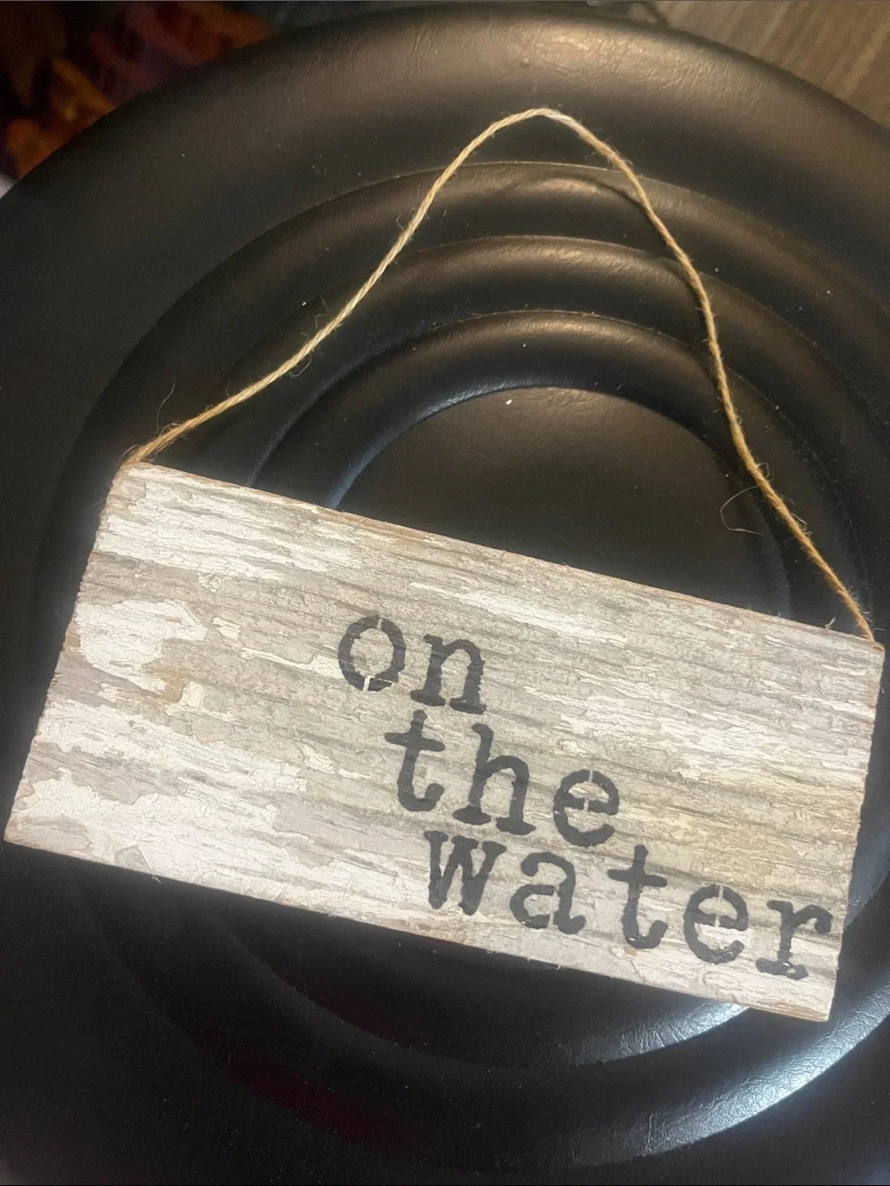 Coastal 'On the Water' Wood Hanging Sign - Neutral 395